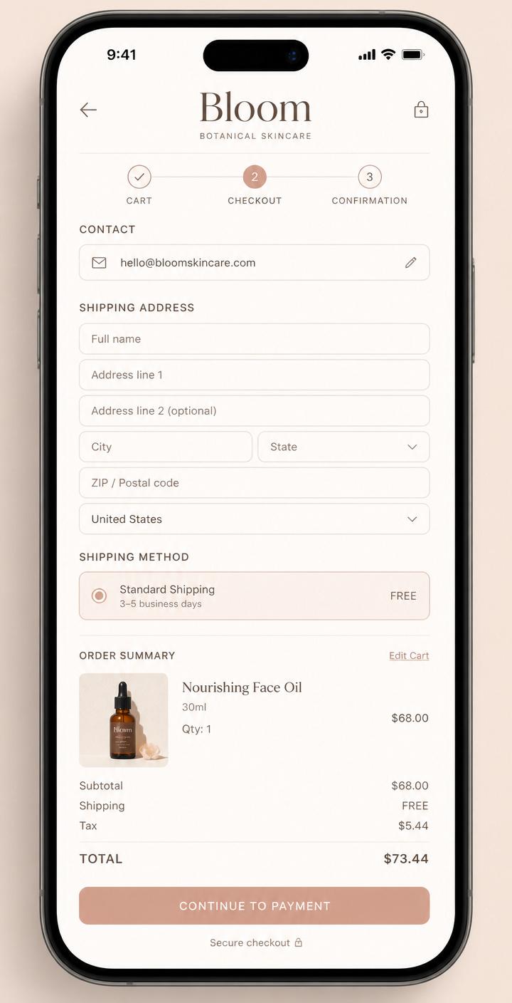 Bloom by Aneela — mobile checkout